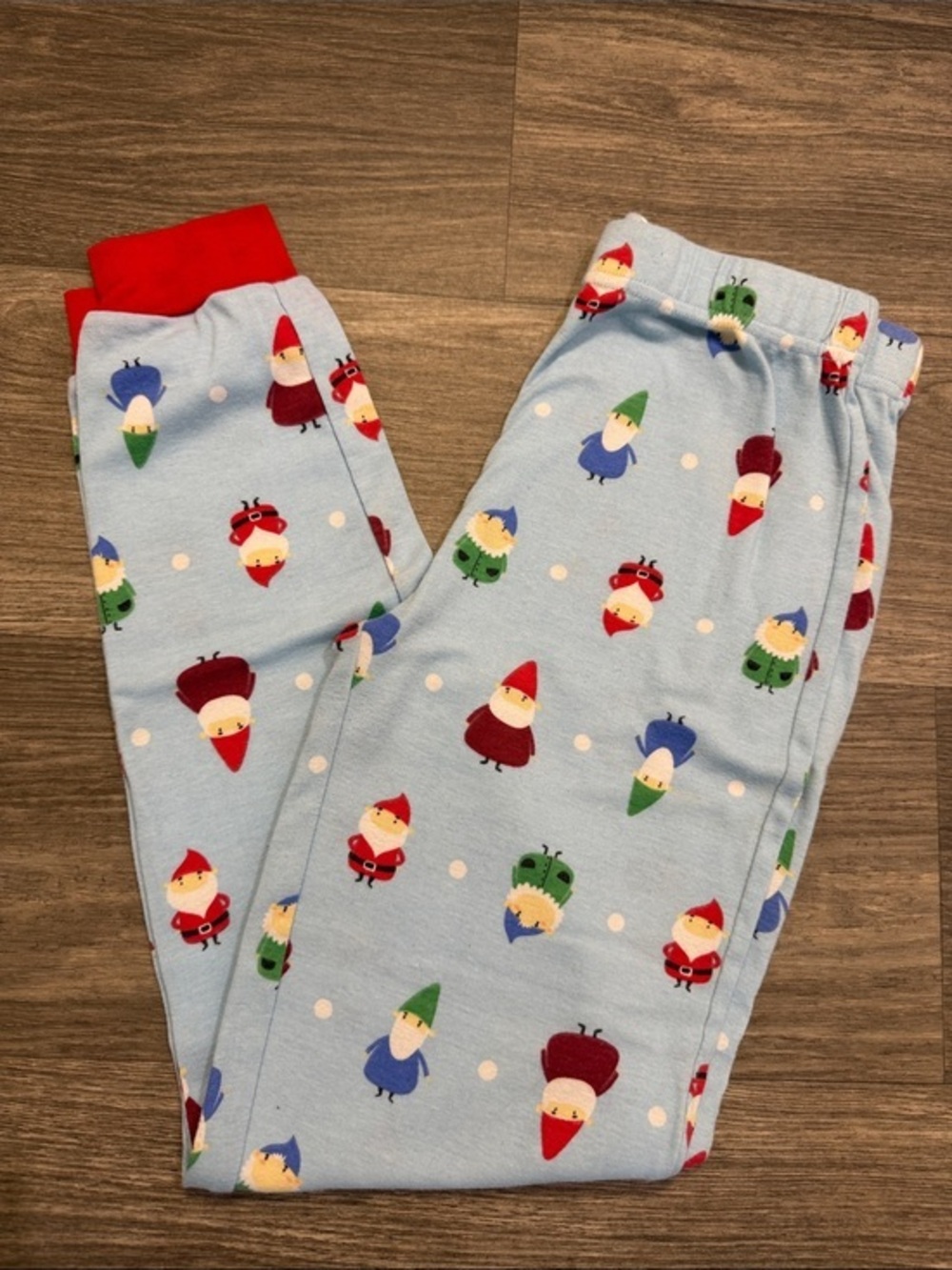 Secret Santa Light Blue Gnome Print Pajama Pants size 14/16